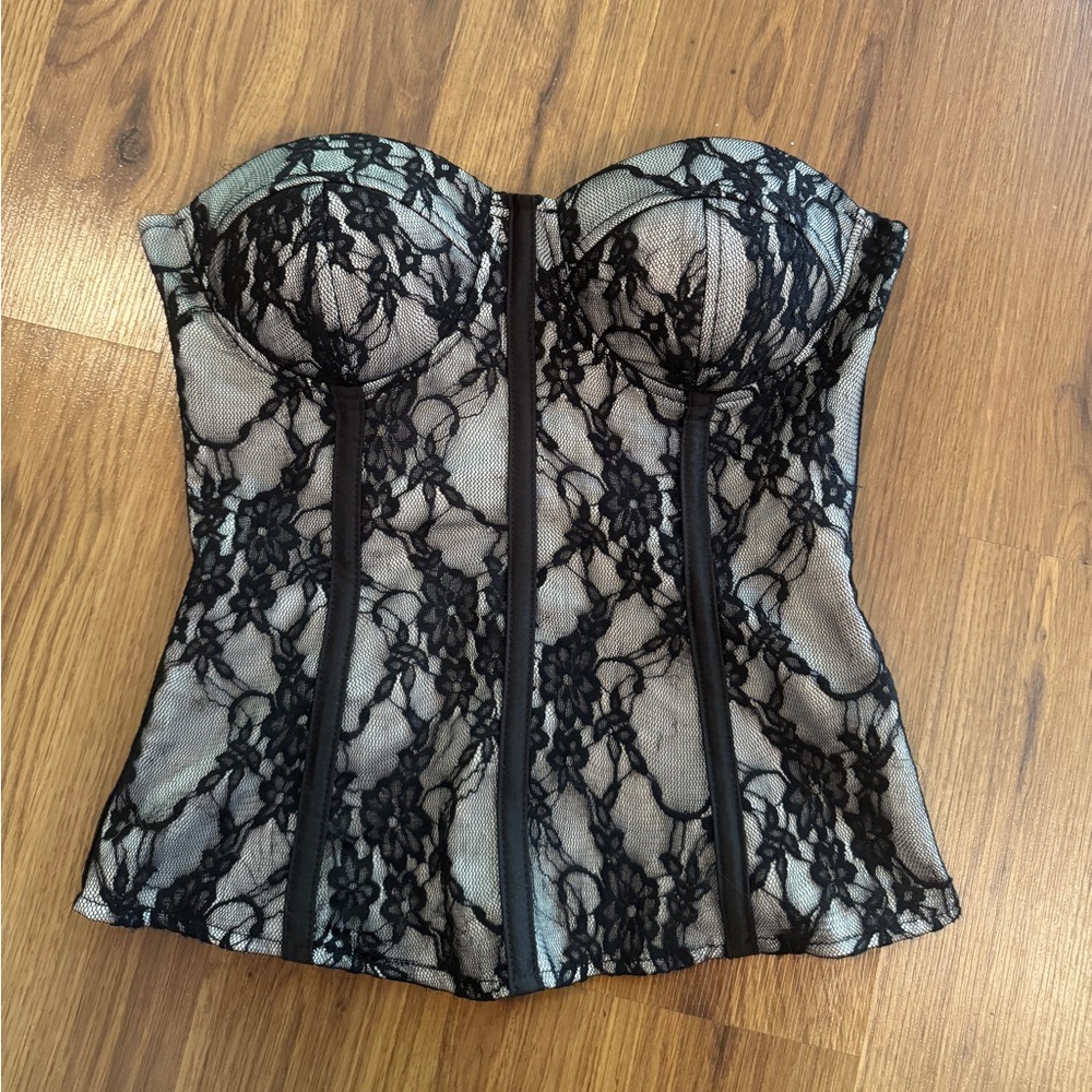 Y2K Charlotte Russe Black Lace Bustier Size Small